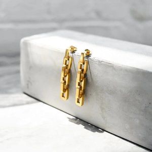Eddie Borgo Supra Link 12k Gold Vermeil Earrings New